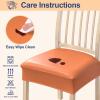 imageSmiry Waterproof Seat Covers for Chairs Set of 4 Stretch Pu Leather Removable Washable Dining Room Chair Seat Slipcovers Protector No Rear Covers BeigeOrange
