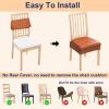 imageSmiry Waterproof Seat Covers for Chairs Set of 4 Stretch Pu Leather Removable Washable Dining Room Chair Seat Slipcovers Protector No Rear Covers BeigeLight Brown