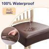 imageSmiry Waterproof Seat Covers for Chairs Set of 4 Stretch Pu Leather Removable Washable Dining Room Chair Seat Slipcovers Protector No Rear Covers BeigeCoffee