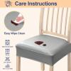 imageSmiry Waterproof Seat Covers for Chairs Set of 4 Stretch Pu Leather Removable Washable Dining Room Chair Seat Slipcovers Protector No Rear Covers BeigeGrey