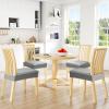 imageSmiry Waterproof Seat Covers for Chairs Set of 4 Stretch Pu Leather Removable Washable Dining Room Chair Seat Slipcovers Protector No Rear Covers BeigeGrey