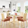 imageSmiry Waterproof Seat Covers for Chairs Set of 4 Stretch Pu Leather Removable Washable Dining Room Chair Seat Slipcovers Protector No Rear Covers BeigeLight Brown