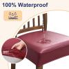 imageSmiry Waterproof Seat Covers for Chairs Set of 4 Stretch Pu Leather Removable Washable Dining Room Chair Seat Slipcovers Protector No Rear Covers BeigeWine Red