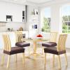 imageSmiry Waterproof Seat Covers for Chairs Set of 4 Stretch Pu Leather Removable Washable Dining Room Chair Seat Slipcovers Protector No Rear Covers BeigeCoffee