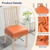 imageSmiry Waterproof Seat Covers for Chairs Set of 4 Stretch Pu Leather Removable Washable Dining Room Chair Seat Slipcovers Protector No Rear Covers BeigeOrange