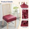 imageSmiry Waterproof Seat Covers for Chairs Set of 4 Stretch Pu Leather Removable Washable Dining Room Chair Seat Slipcovers Protector No Rear Covers BeigeWine Red