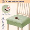 imageSmiry Waterproof Seat Covers for Chairs Set of 4 Stretch Pu Leather Removable Washable Dining Room Chair Seat Slipcovers Protector No Rear Covers BeigeLight Green