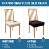 imageSmiry Waterproof Seat Covers for Dining Room Chairs Set of 4 Stretch Jacquard Removable Washable Chair Seat Slipcovers Protector No Rear Covers BlackBrown