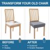 imageSmiry Waterproof Seat Covers for Dining Room Chairs Set of 4 Stretch Jacquard Removable Washable Chair Seat Slipcovers Protector No Rear Covers BlackGrey