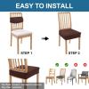 imageSmiry Waterproof Seat Covers for Dining Room Chairs Set of 4 Stretch Jacquard Removable Washable Chair Seat Slipcovers Protector No Rear Covers BlackLight Chocolate