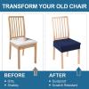 imageSmiry Waterproof Seat Covers for Dining Room Chairs Set of 4 Stretch Jacquard Removable Washable Chair Seat Slipcovers Protector No Rear Covers BlackNavy