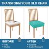 imageSmiry Waterproof Seat Covers for Dining Room Chairs Set of 4 Stretch Jacquard Removable Washable Chair Seat Slipcovers Protector No Rear Covers BlackTeal