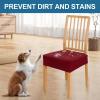imageSmiry Waterproof Seat Covers for Dining Room Chairs Set of 4 Stretch Jacquard Removable Washable Chair Seat Slipcovers Protector No Rear Covers BlackWine Red