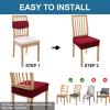imageSmiry Waterproof Seat Covers for Dining Room Chairs Set of 4 Stretch Jacquard Removable Washable Chair Seat Slipcovers Protector No Rear Covers BlackWine Red