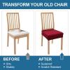 imageSmiry Waterproof Seat Covers for Dining Room Chairs Set of 4 Stretch Jacquard Removable Washable Chair Seat Slipcovers Protector No Rear Covers BlackWine Red