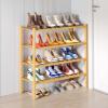 imageSmiry Bamboo Shoe Rack for Closet 4 Tier Wooden Shoe Organizer Stackable Free Standing Sturdy Shoe Shelf for Entryway Front Door Entrance Living Room Bedroom 27quotx11quotx26quot Natural
