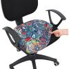 imageSmiry Printed Office Computer Chair Seat Covers Stretch Fit Universal Desk Rotating Chair Cover Washable Removable Seat Cushion Protectors  BeigeBlue Green