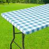 imageSmiry Rectangle Picnic Table Cloth Elastic Waterproof Fitted Vinyl Tablecloths Flannel Backed Buffalo Plaid Table Covers for Dining Camping Outdoor Black and White 30quot x 72quotAqua and White