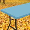 imageSmiry Rectangle Tablecloth Elastic Fitted Flannel Backed Vinyl Tablecloths for 6ft Folding Tables Waterproof Wipeable Table Covers for Indoor Outdoor Picnic and Camping Black 30quotx72quotAqua