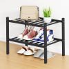 imageSmiry Shoe Rack 4 Tier Bamboo Shoe Organizer Stackable Free Standing Wooden Shoe Storage Shelf for Closet Entryway Front Door Entrance NaturalBlack