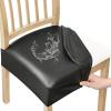 imageSmiry Waterproof Seat Covers for Chairs Set of 4 Stretch Pu Leather Removable Washable Dining Room Chair Seat Slipcovers Protector No Rear Covers BeigeBlack