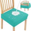 imageSmiry Waterproof Seat Covers for Dining Room Chairs Set of 4 Stretch Jacquard Removable Washable Chair Seat Slipcovers Protector No Rear Covers BlackTeal