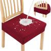 imageSmiry Waterproof Seat Covers for Dining Room Chairs Set of 4 Stretch Jacquard Removable Washable Chair Seat Slipcovers Protector No Rear Covers BlackWine Red