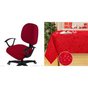 imageSmiry Christmas Office Computer Chair Covers and Holly Patterns Tablecloth 60x84 Inch Red