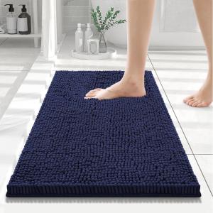 imageSmiry Luxury Chenille Bathroom Rugs 24x16 Extra Soft and Absorbent Shaggy Bath Mat Machine Washable NonSlip Plush Carpet Runner for Tub Shower and Floor Home Decor Accessories Navy Blue