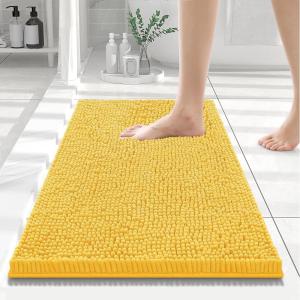 imageSmiry Luxury Chenille Bathroom Rugs 24x16 Extra Soft and Absorbent Shaggy Bath Mat Machine Washable NonSlip Plush Carpet Runner for Tub Shower and Floor Home Decor Accessories Yellow