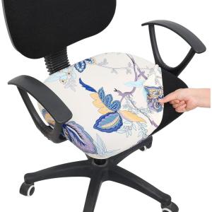 imageSmiry Printed Office Computer Chair Seat Covers Stretch Fit Universal Desk Rotating Chair Cover Washable Removable Seat Cushion Protectors  BeigeBeige