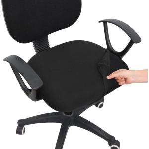 imageSmiry Printed Office Computer Chair Seat Covers Stretch Fit Universal Desk Rotating Chair Cover Washable Removable Seat Cushion Protectors  BeigeBlack