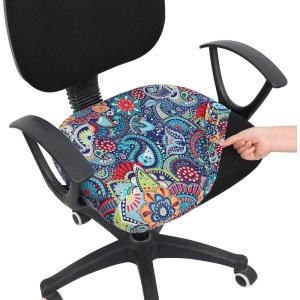 imageSmiry Printed Office Computer Chair Seat Covers Stretch Fit Universal Desk Rotating Chair Cover Washable Removable Seat Cushion Protectors  BeigeBlue Green