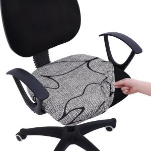imageSmiry Printed Office Computer Chair Seat Covers Stretch Fit Universal Desk Rotating Chair Cover Washable Removable Seat Cushion Protectors  BeigeGrey and Black