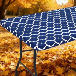 imageSmiry Rectangle Picnic Table Cover Waterproof Elastic Fitted Camping Tablecloths for 6 Foot Tables Wipeable Flannel Backed Vinyl Tablecloth Protector for Indoor Outdoor Teal 30x72 InchesNavy