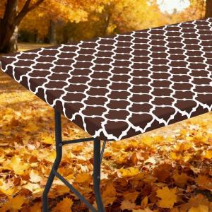 imageSmiry Rectangle Picnic Table Cover Waterproof Elastic Fitted Camping Tablecloths for 6 Foot Tables Wipeable Flannel Backed Vinyl Tablecloth Protector for Indoor Outdoor Teal 30x72 InchesCoffee