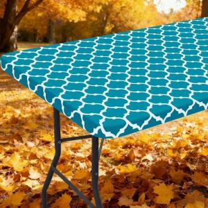 imageSmiry Rectangle Picnic Table Cover Waterproof Elastic Fitted Camping Tablecloths for 6 Foot Tables Wipeable Flannel Backed Vinyl Tablecloth Protector for Indoor Outdoor Teal 30x72 InchesTurquoise