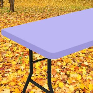 imageSmiry Rectangle Tablecloth Elastic Fitted Flannel Backed Vinyl Tablecloths for 6ft Folding Tables Waterproof Wipeable Table Covers for Indoor Outdoor Picnic and Camping Black 30quotx72quotLavender