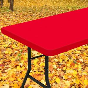 imageSmiry Rectangle Tablecloth Elastic Fitted Flannel Backed Vinyl Tablecloths for 6ft Folding Tables Waterproof Wipeable Table Covers for Indoor Outdoor Picnic and Camping Black 30quotx72quotRed