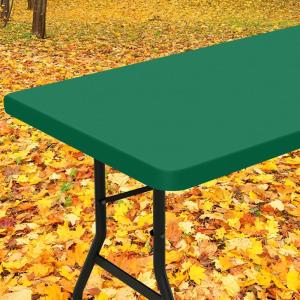 imageSmiry Rectangle Tablecloth Elastic Fitted Flannel Backed Vinyl Tablecloths for 6ft Folding Tables Waterproof Wipeable Table Covers for Indoor Outdoor Picnic and Camping Black 30quotx72quotEmerald Green