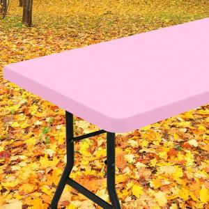 imageSmiry Rectangle Tablecloth Elastic Fitted Flannel Backed Vinyl Tablecloths for 6ft Folding Tables Waterproof Wipeable Table Covers for Indoor Outdoor Picnic and Camping Black 30quotx72quotPink