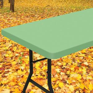 imageSmiry Rectangle Tablecloth Elastic Fitted Flannel Backed Vinyl Tablecloths for 6ft Folding Tables Waterproof Wipeable Table Covers for Indoor Outdoor Picnic and Camping Black 30quotx72quotSage Green