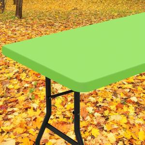 imageSmiry Rectangle Tablecloth Elastic Fitted Flannel Backed Vinyl Tablecloths for 6ft Folding Tables Waterproof Wipeable Table Covers for Indoor Outdoor Picnic and Camping Black 30quotx72quotLime Green
