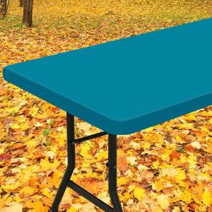 imageSmiry Rectangle Tablecloth Elastic Fitted Flannel Backed Vinyl Tablecloths for 6ft Folding Tables Waterproof Wipeable Table Covers for Indoor Outdoor Picnic and Camping Black 30quotx72quotTurquoise