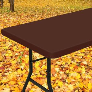 imageSmiry Rectangle Tablecloth Elastic Fitted Flannel Backed Vinyl Tablecloths for 6ft Folding Tables Waterproof Wipeable Table Covers for Indoor Outdoor Picnic and Camping Black 30quotx72quotCoffee