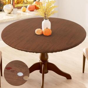 imageSmiry Round Picnic Tablecloth Waterproof Elastic Fitted Table Covers for 36quot  44quot Tables Wipeable Flannel Backed Vinyl Tablecloths for Camping Indoor Outdoor Grey ampamp WhiteBrown