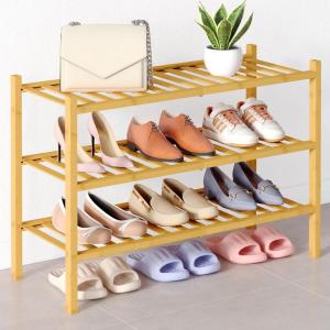 imageSmiry Shoe Rack 4 Tier Bamboo Shoe Organizer Stackable Free Standing Wooden Shoe Storage Shelf for Closet Entryway Front Door Entrance NaturalNatural Bamboo