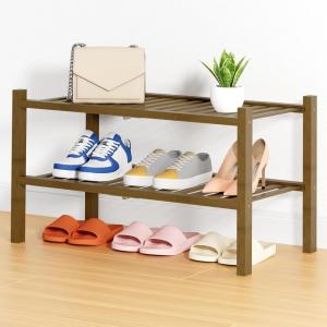 imageSmiry Shoe Rack 4 Tier Bamboo Shoe Organizer Stackable Free Standing Wooden Shoe Storage Shelf for Closet Entryway Front Door Entrance NaturalWalnut