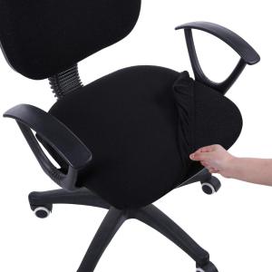imageSmiry Stretch Jacquard Office Computer Chair Covers Removable Washable Universal Desk Rotating Chair Slipcovers Protector Seat  Backrest Cover GreyBlack