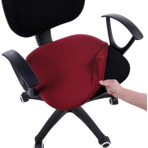 imageSmiry Stretch Jacquard Office Computer Chair Covers Removable Washable Universal Desk Rotating Chair Slipcovers Protector Seat  Backrest Cover GreyBurgundy